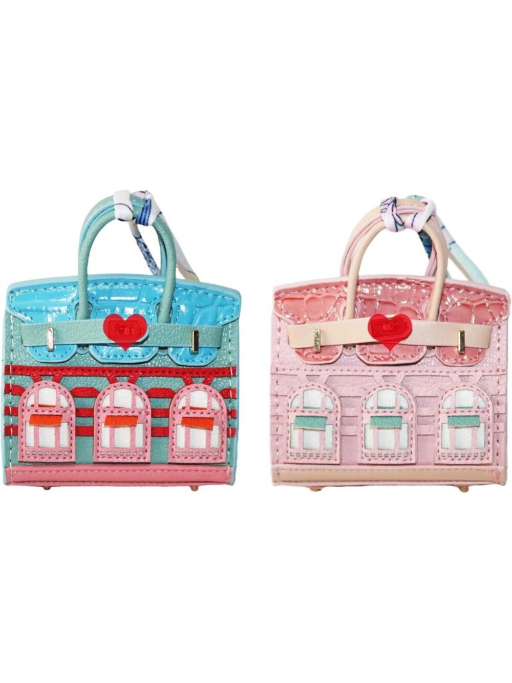 2 PCS Mini Tote Bag Charms & Keychain Pouch - Small Coin Purse Wallet Set
